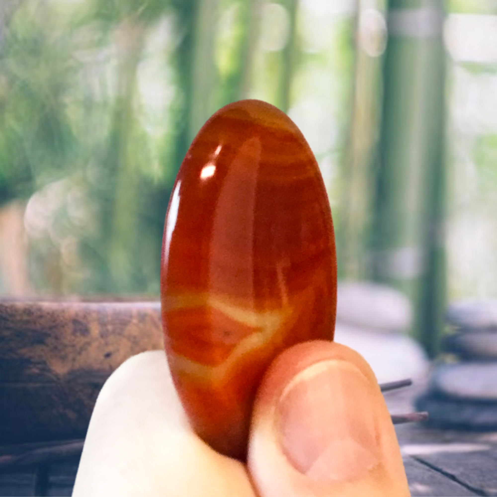 Essential Wellness - Body, Mind, Spirit - Wholesale Spiritual Stone/Crystal - CARNELIAN Worry Stone with Information Card Option3