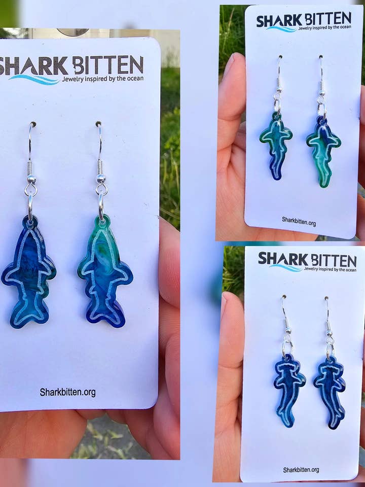 Collection de boucles d'oreilles Ocean Blues Shark pour la vente par Shark Bitten