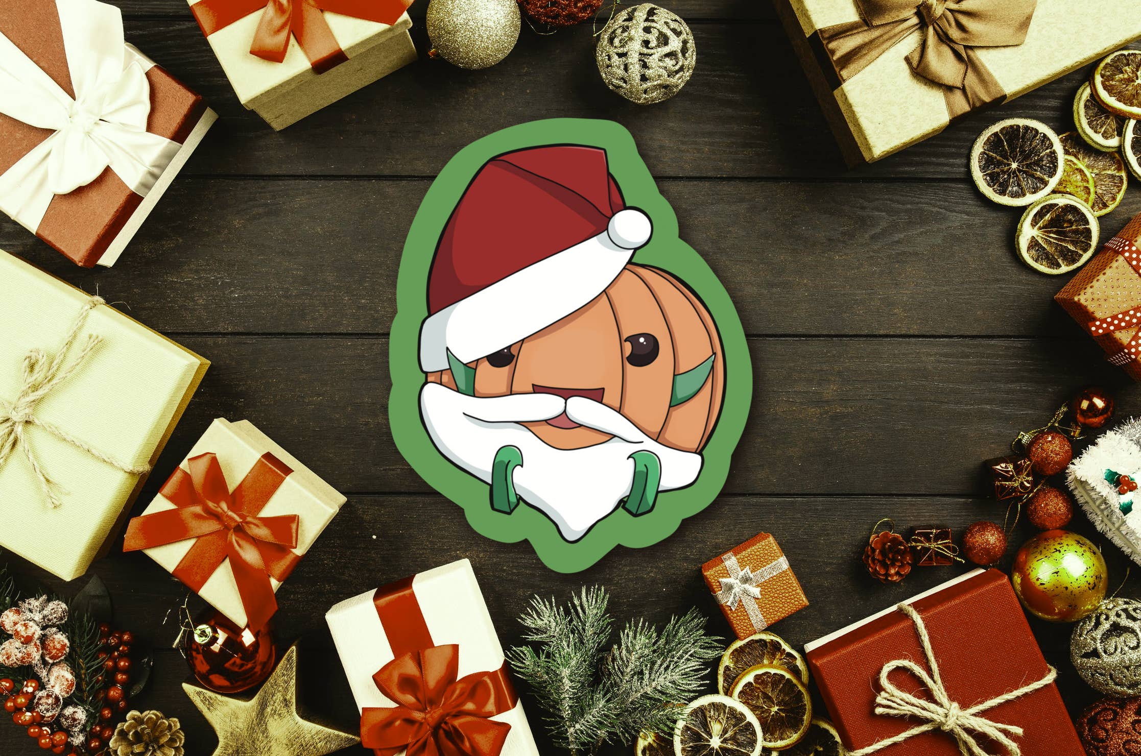 Burrows Arts - Wholesale Sticker - Christmas Pepon the Pumpkin Warlock - Single Sticker