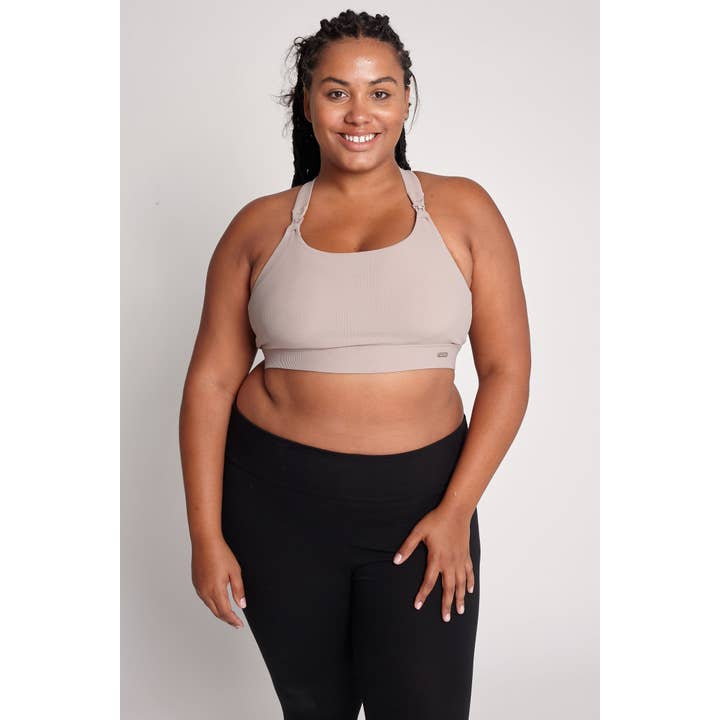 Chai Venice 3 Ultimate Support Full Coverage Nursing & Pumping Sports Bra (Ribbed Chai) for wholesale on Faire3
