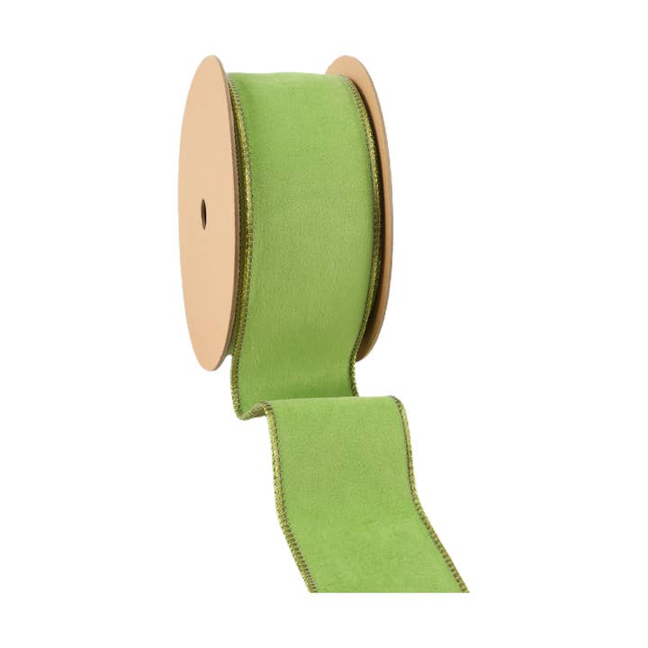 LA Ribbons Wholesale - Wholesale Ribbon - Gift Wrapping - 2 1/2" Reversible Classic Velvet Wired Ribbon | Lime/Shimmer Lime | 10 Yard Roll
2