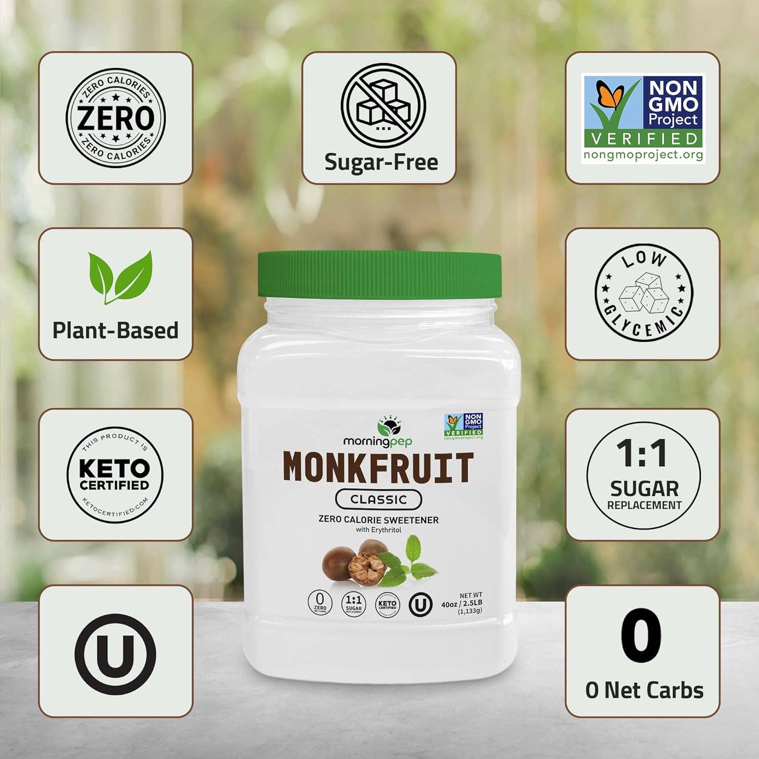 Durelife - Wholesale Sugar/Sweetener - Morning Pep Monk Fruit Sweetener, Classic White 2.5lb3