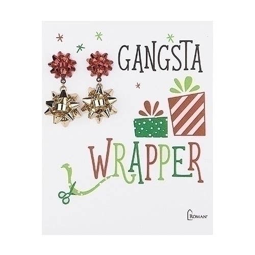 Red and Gold Bow Earrings for wholesale by Roman