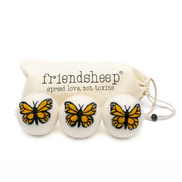 Friendsheep - Wholesale Dryer Balls - Monarch Butterfly Eco Wool Dryer Balls