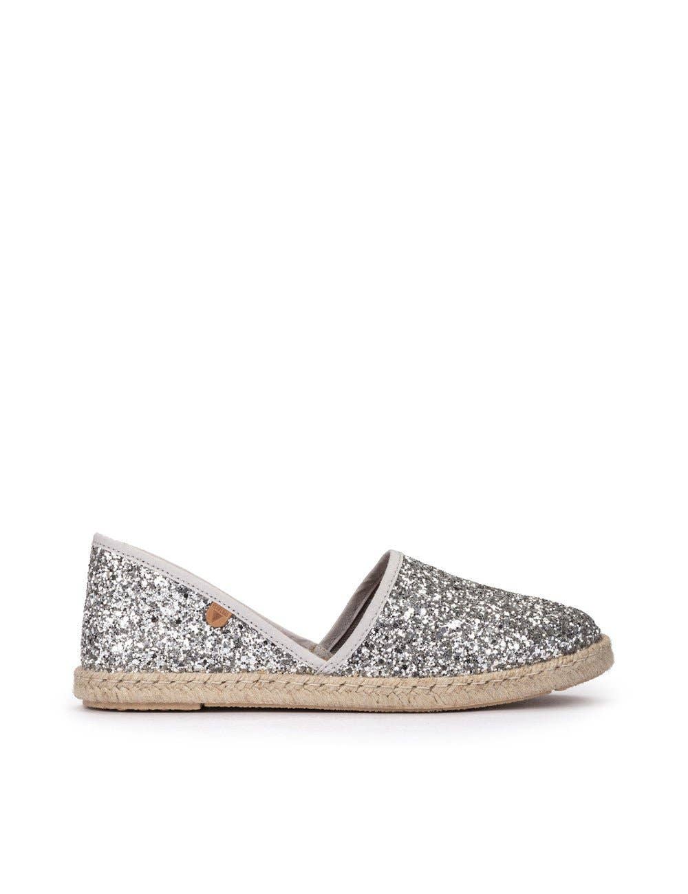 Verbenas mujer alpargatas planas Carmen glitter plata for wholesale on Faire0