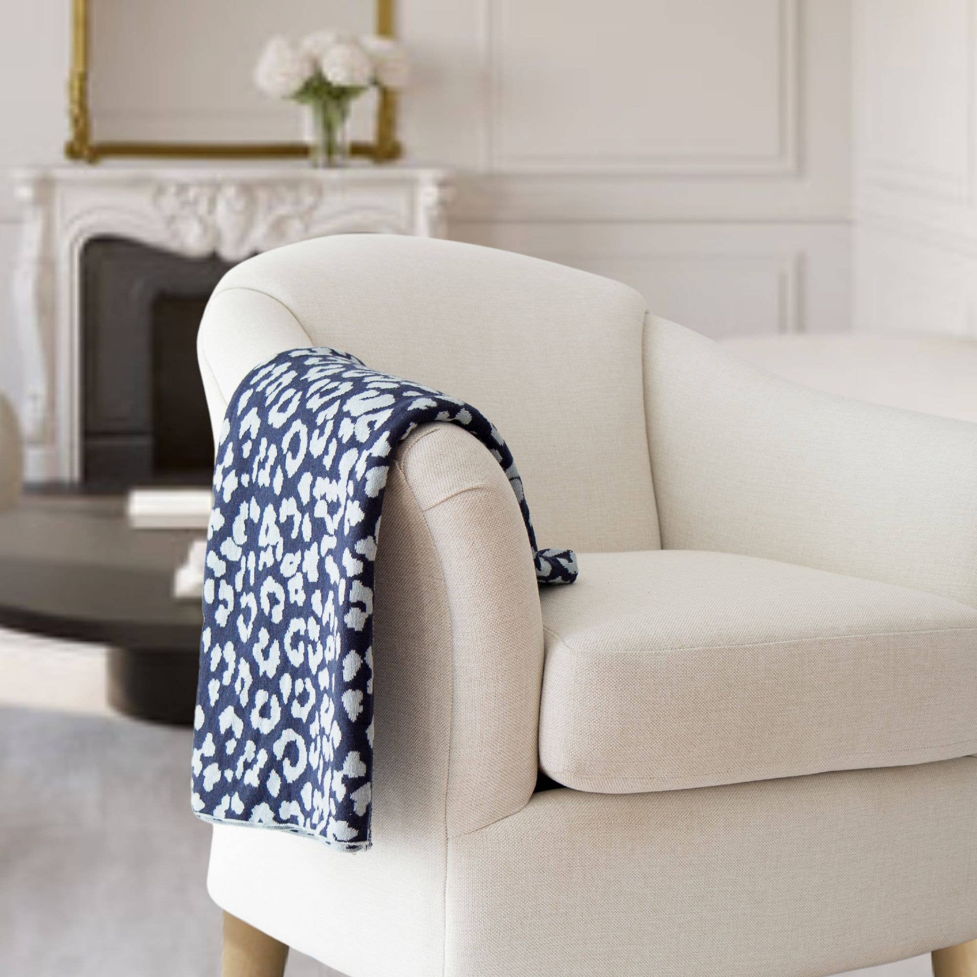 Tajik  Home  LLC - Vente Plaids - Plaid en coton tricoté Lucia léopard - doux et confortable0