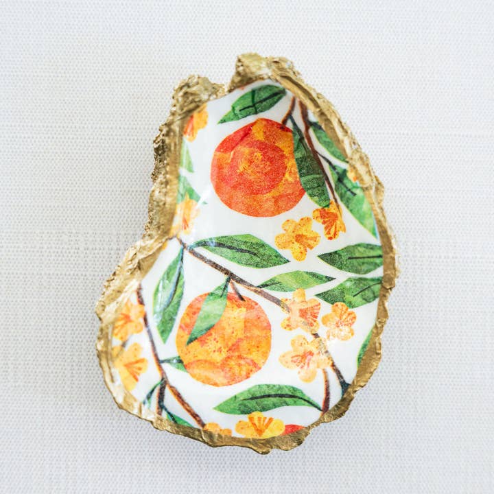 Decoupage Oester Sieradenschaaltje: Sinaasappelbloesem voor wholesale door Grit and Grace Studio