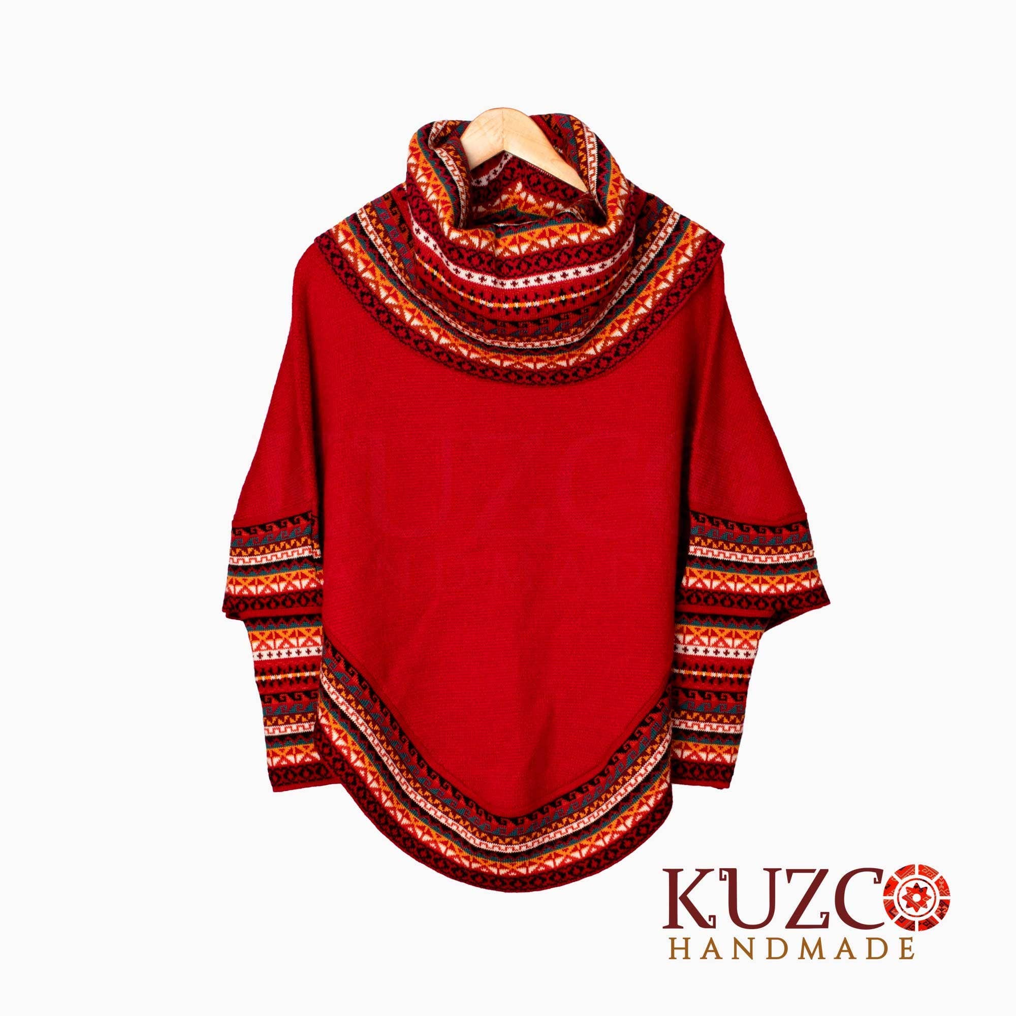 KuzcoHandmade - Wholesale Poncho - Women's - Knitted Turtleneck Alpaca Wool Poncho Cape for Women2