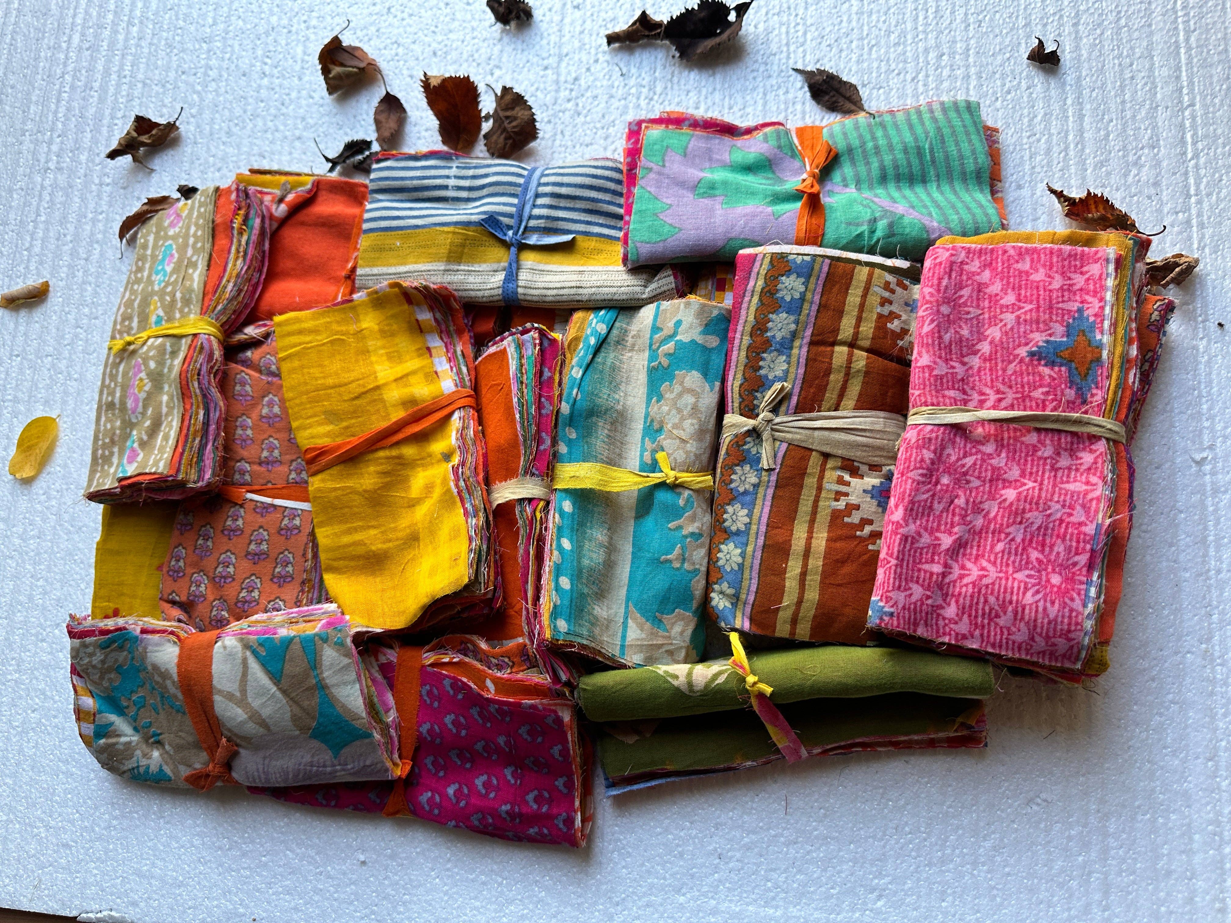 KHC - Vendita all'ingrosso Attrezzature per lavoretti e fai da te - Tessuto riciclato di ritagli di sarì in cotone – Tessile ecologico per artigianato e fai-da-te6