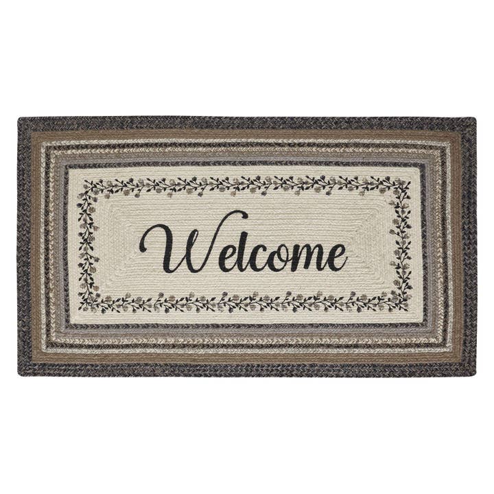 VHC Brands - Wholesale Area Rug - Floral Vine Jute Rug Rect Welcome w/ Pad 27x48