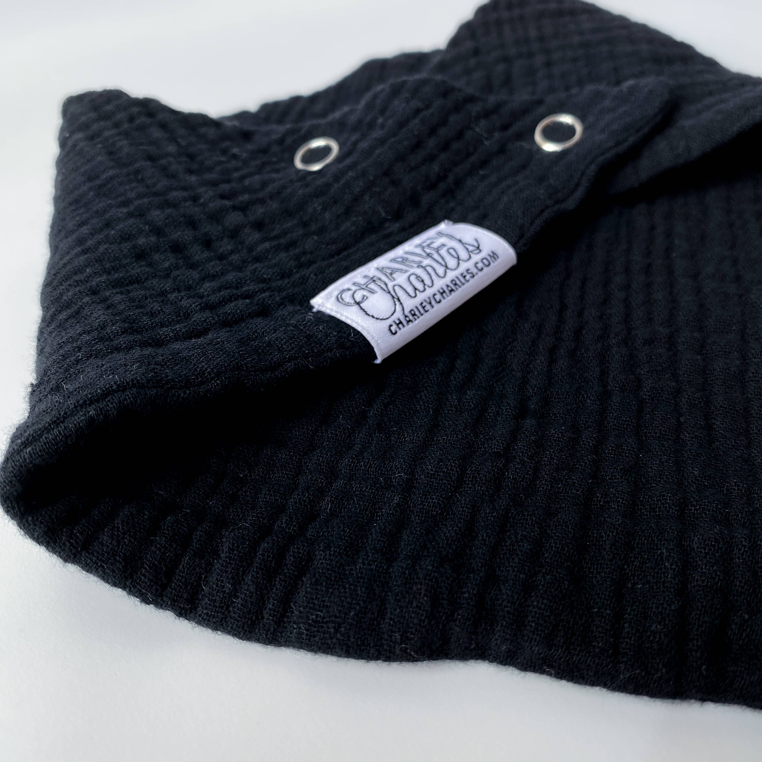 Charley Charles - Wholesale Bandana Bib - BLACK Lightweight Cotton Gauze Baby Bandana Bib2