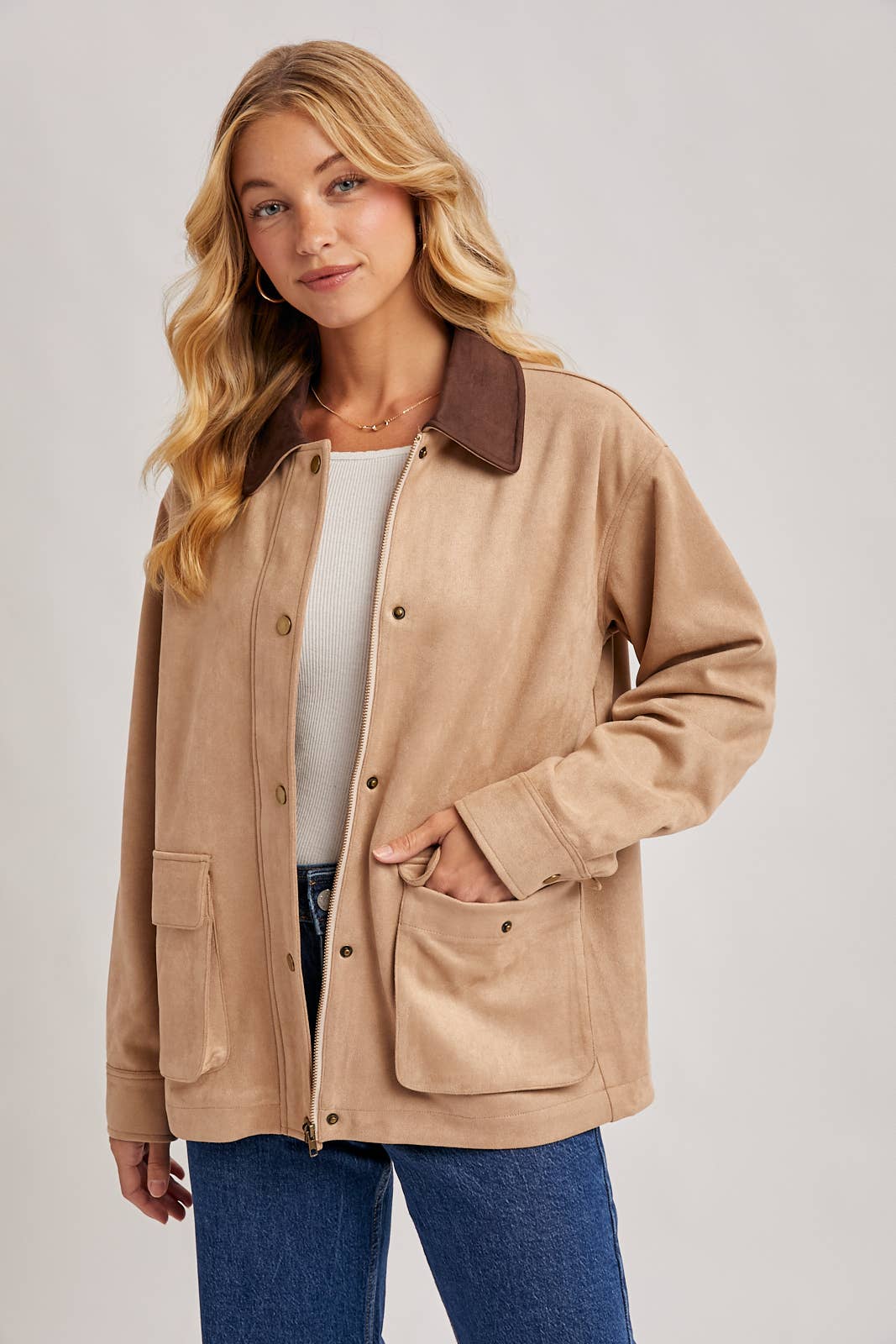 Bluivy - Wholesale Jacket - Women's - BUTTON DOWN FAUX SUEDE BARBOUR JACKET27