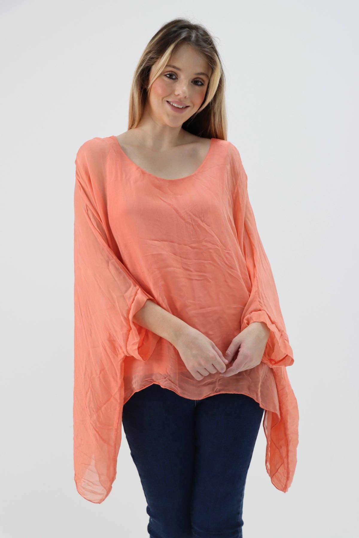 Miss Bold - Wholesale Tunic - Women's - Italian Plain Batwing Silk Tunic Top7