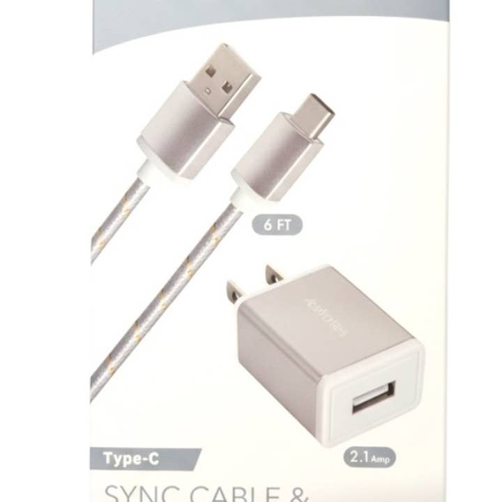 Acellories USB Wall Plug Combo and 6FT USB-A to Type-C Cable for wholesale by Mighty Wireless
