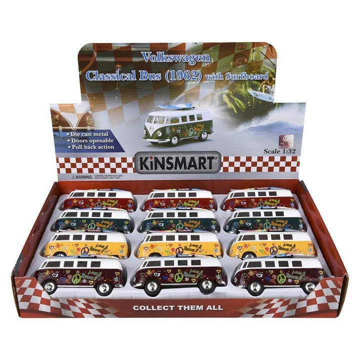 La Luna Bella - Toys – Großhandel Spielzeugauto – Kinder – VW BUS AUS DRUCKGUSS MIT SURFBRETT (5 ZOLL) | LLB Car Toys