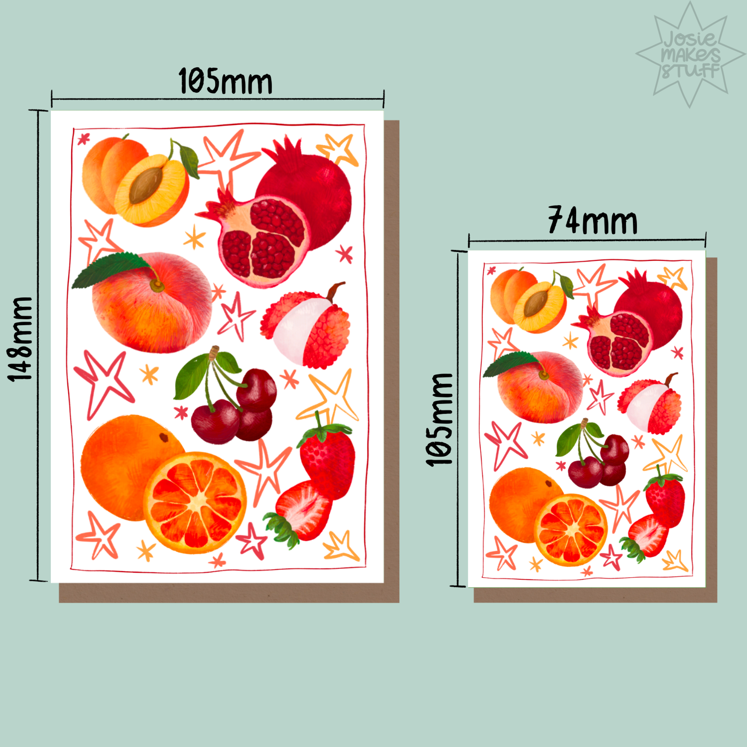 Josie Makes Stuff – Cartão de saudação diária por atacado – Frutado - Cartão de arte de mercearia2