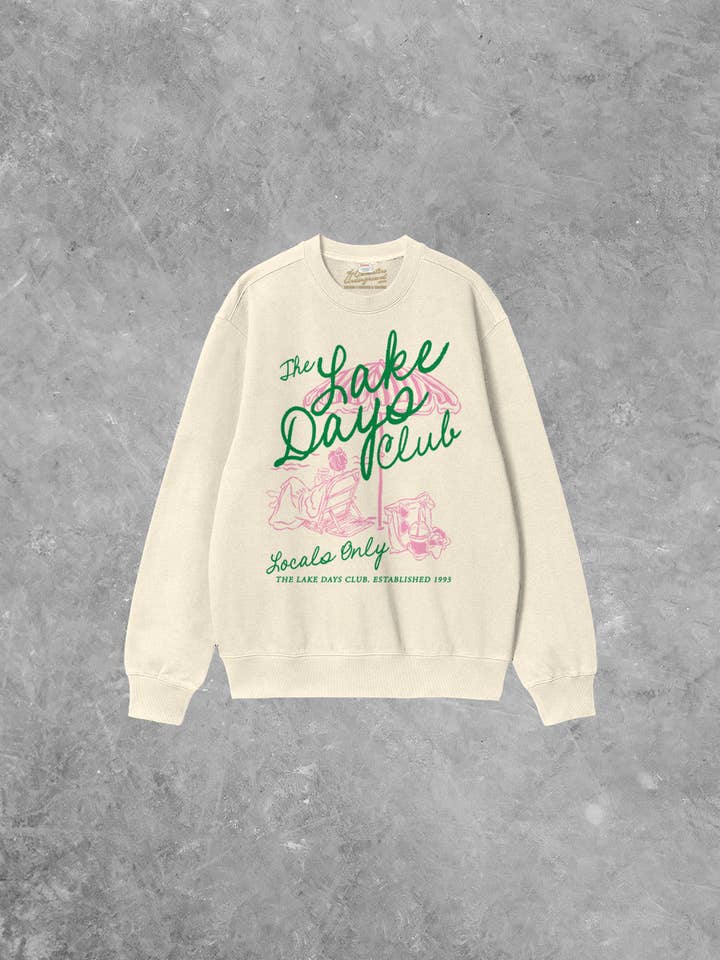 The Lake Days Club, Summer Boxy Cotton Sweatshirt for wholesale by The Clandestine Underground