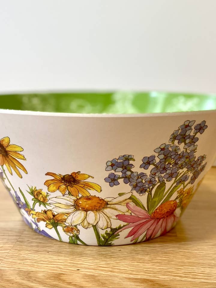 Wildflower Floral Serving Salad Pasta Bowl for wholesale by Bamboo Table