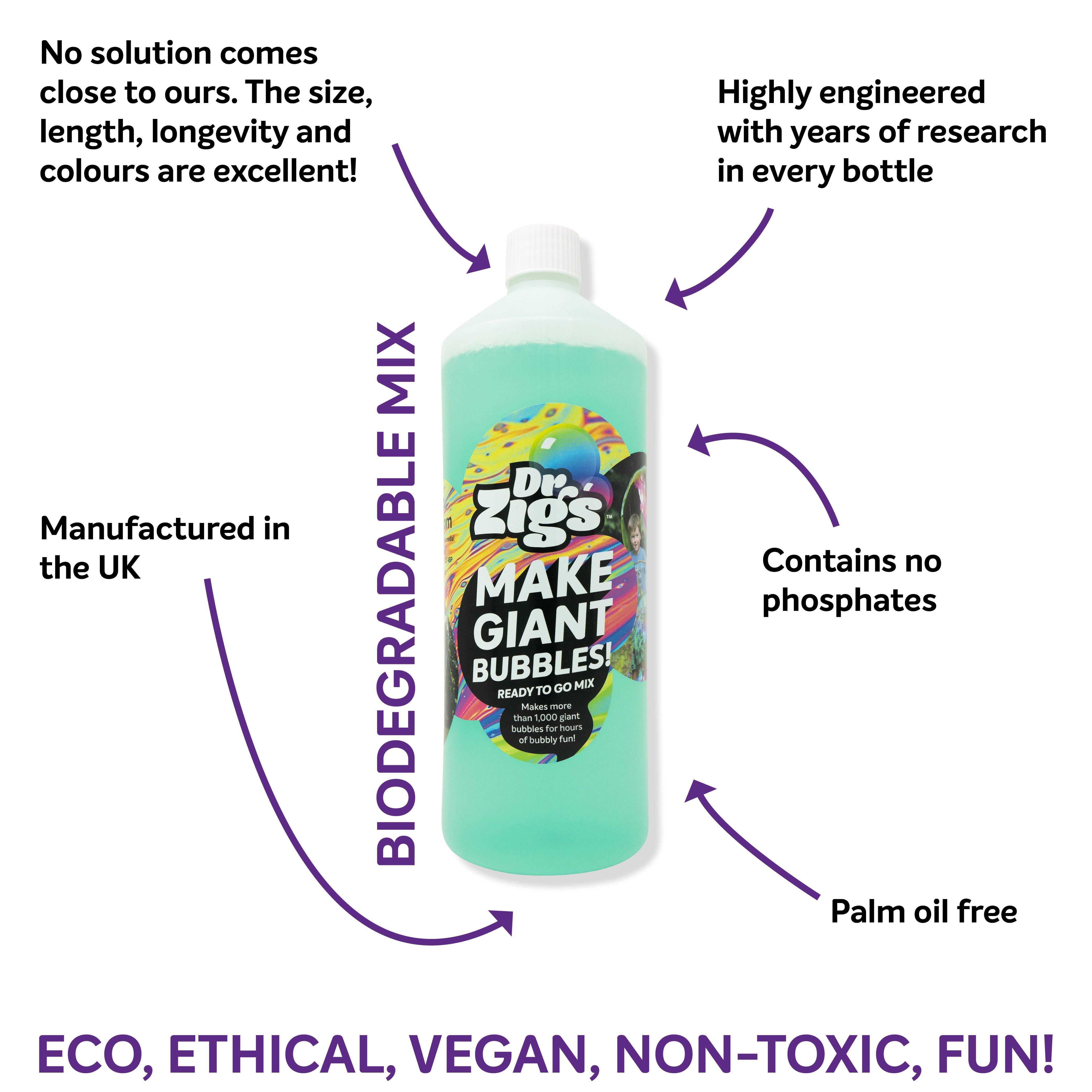 Dr Zigs - Wholesale Bubble Wand - Kids - Ready to Go Giant Bubble Mix - 1L4