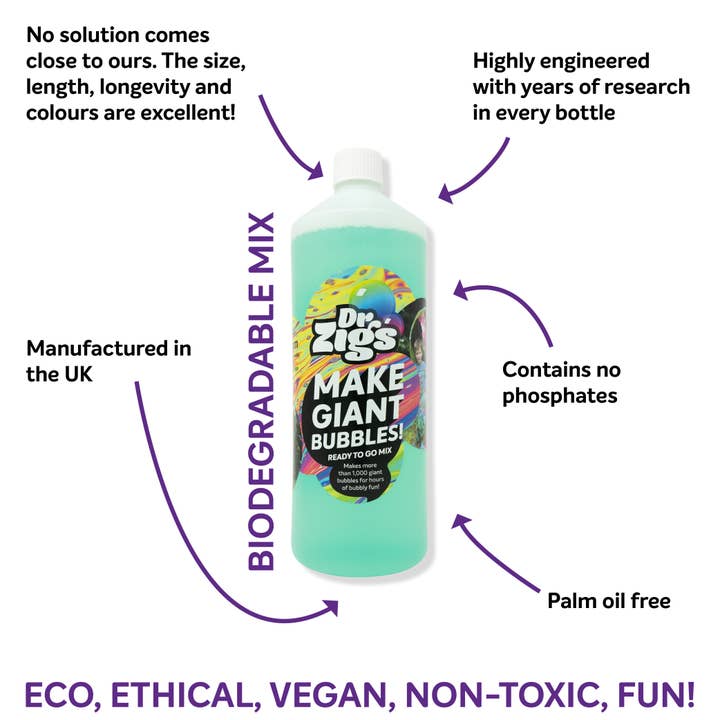 Dr Zigs - Wholesale Bubble wand – Child - Ready to Go Giant Bubble Mix - 1L4