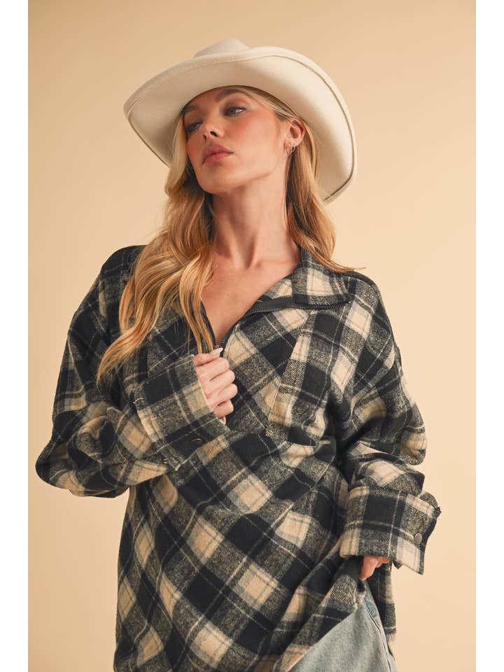 AEMI + CO - Wholesale Knit Top - Women's - 8421EK Mya Plaid Pullover1