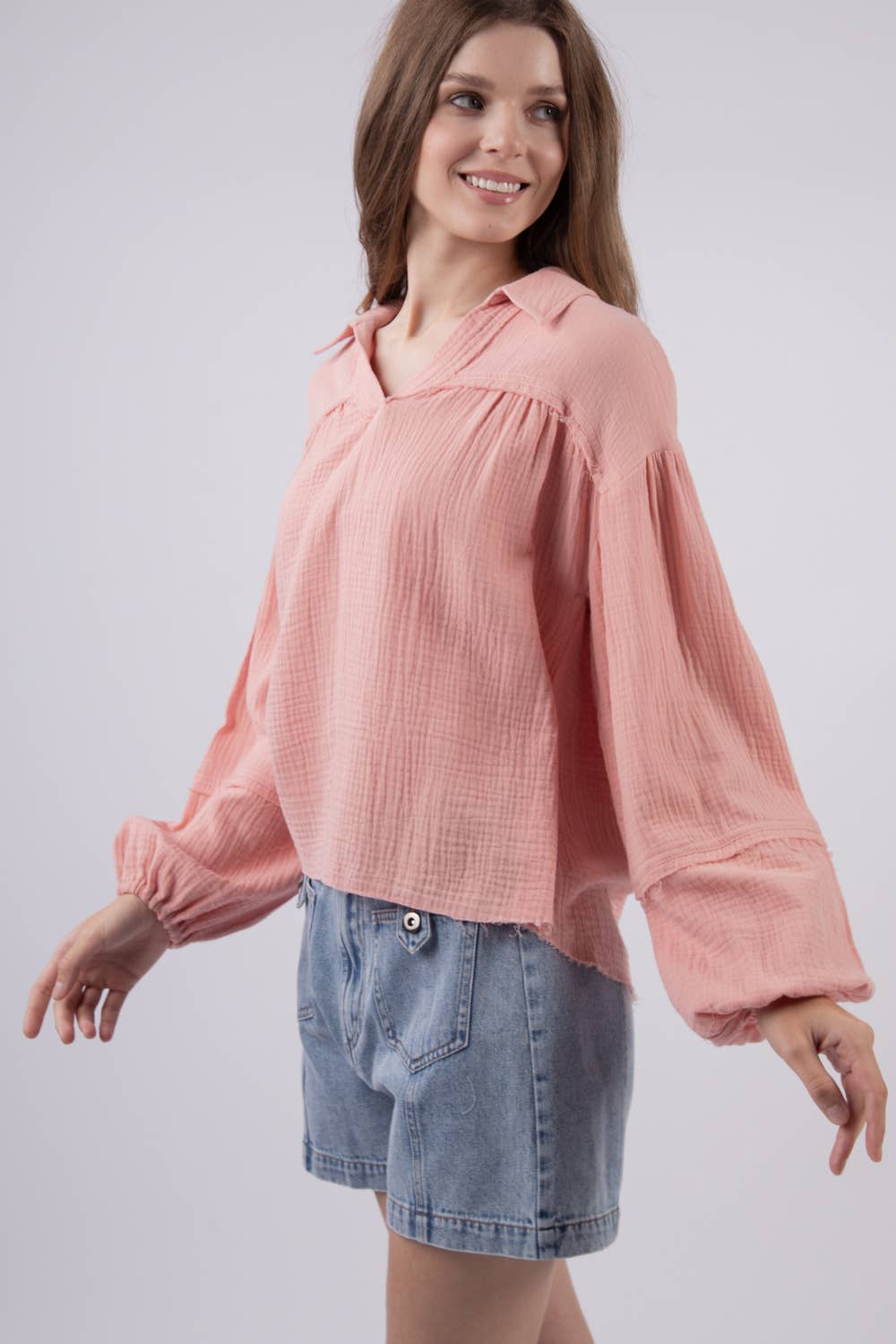 VERY J – Blusa - Mulher por atacado – NT11416 - Camisola de tecido de algodão de grandes dimensões10