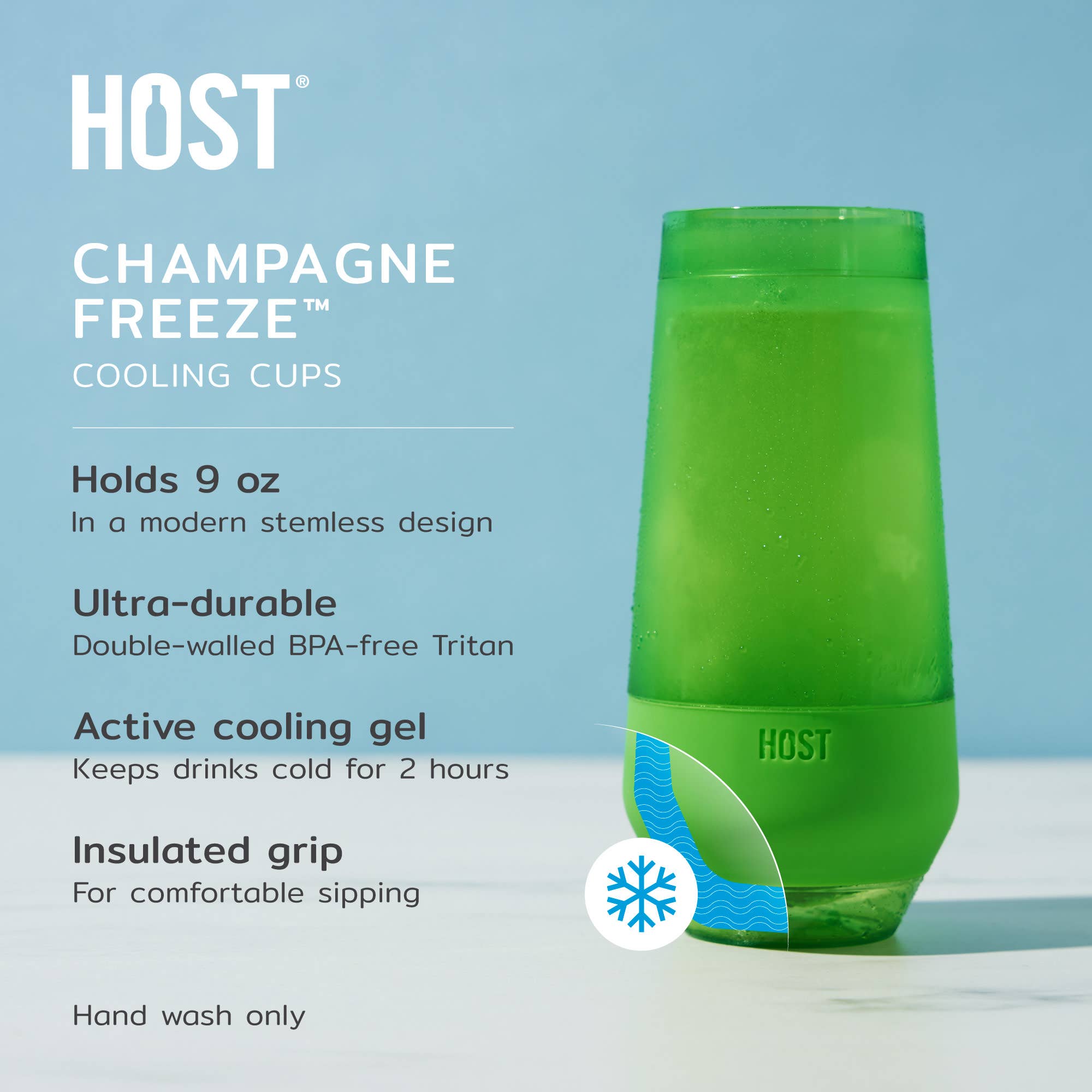 Champagne FREEZE Cooling Cup in Assorted Colors CDU of 12 for wholesale on Faire3