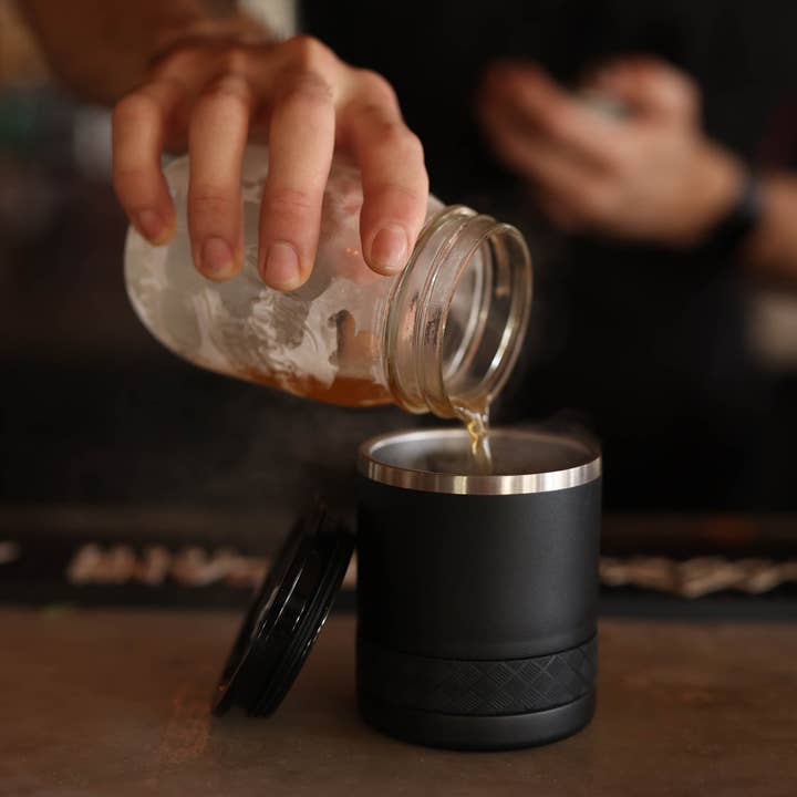 Elemental - Wholesale Insulated Mug/Tumbler - Tumbler - 10oz Recess Lowball Black Stainless Steel4