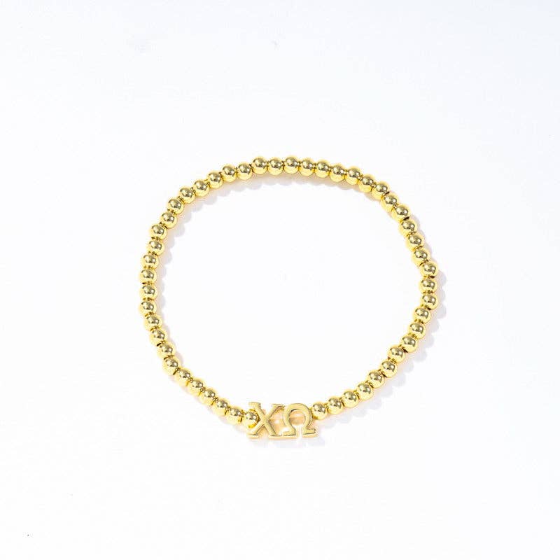 Color Shout - Wholesale Beaded Bracelet - B211 - Sorority: Gold Beaded Bracelet with Greek Letters on Stretch Cord7