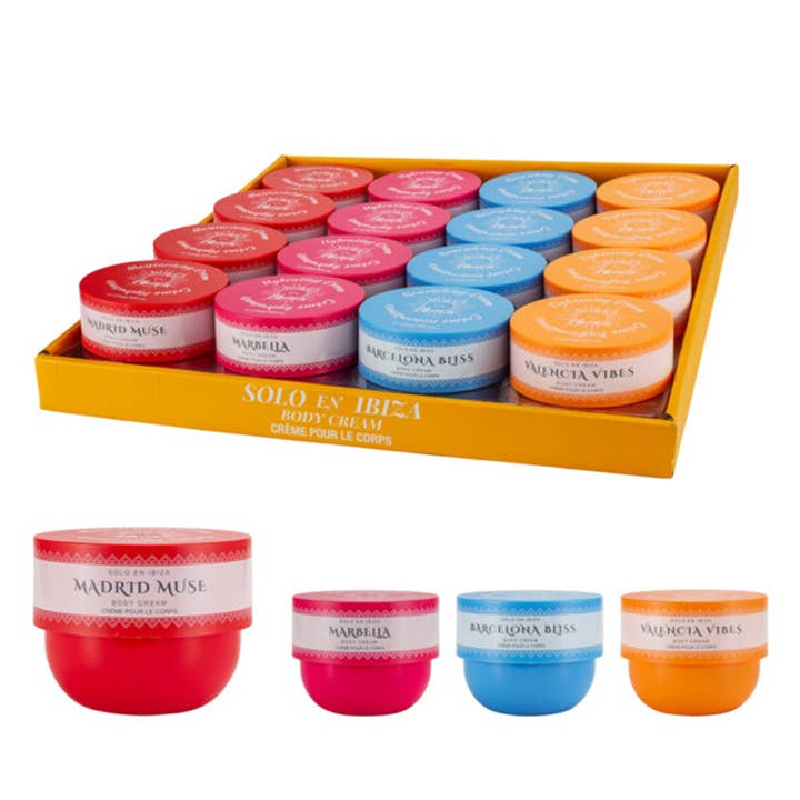 Solo En lbiza Body Cream Display Assorted 8fl.oz/236g for wholesale by Deluxe Import Trading