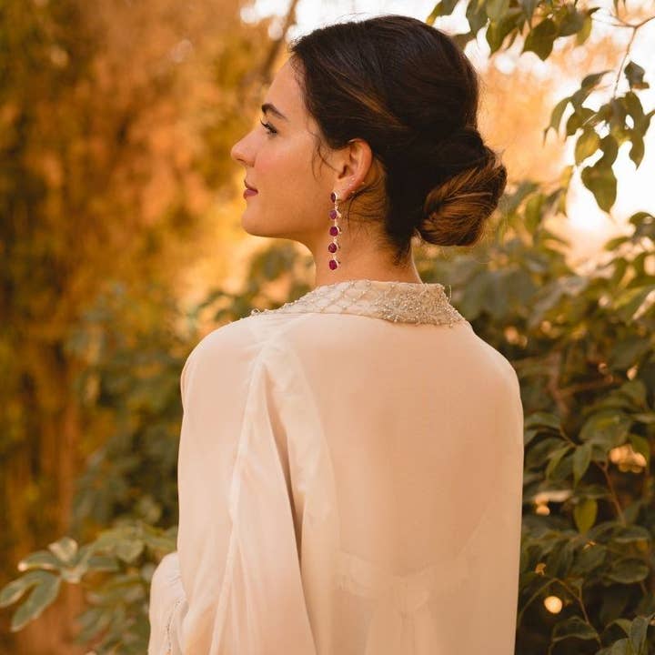 ACUS - Wholesale Dangle Earrings - Toledo Silver Burgundy Pink Earrings1