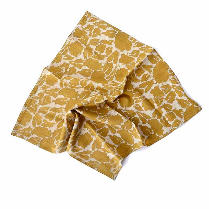 Ichcha - Vente Serviettes de table en tissu - Serviette Yan en or jaune (lot de 4)1