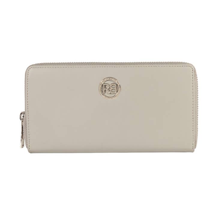 RB1084SF | Portafogli Donna con chiusura lampo Made in Italy in Vera Pelle Liscia Opaca. Colore Grigio. Dimensioni: cm 20 x 10 x 2,5 per la vendita all'ingrosso da parte di Kaili mood / RENATO BORZATTA - Italy since 1978 -