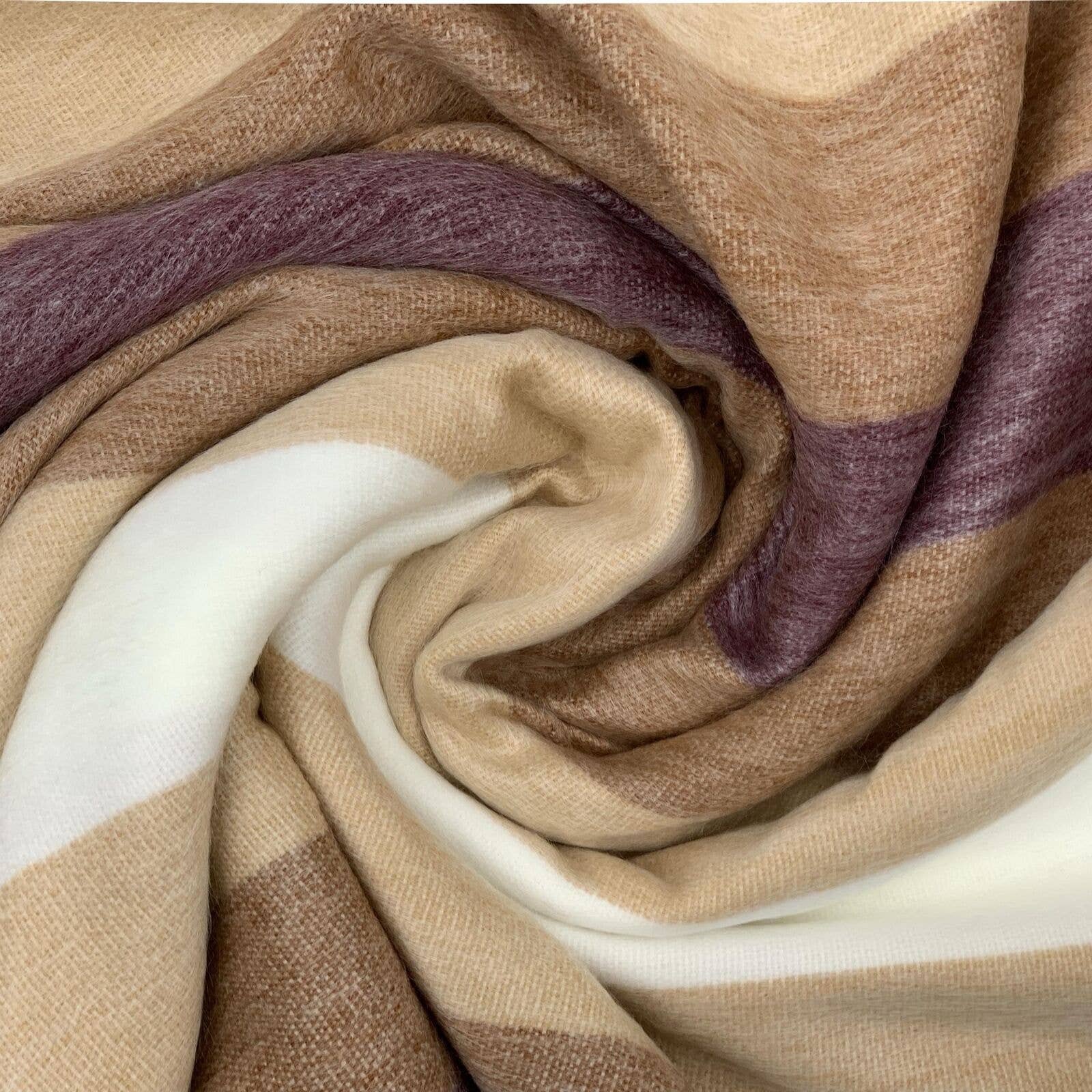 ECUALAMA - Wholesale Throw Blanket - Soft & Warm Baby Alpaca Wool Throw Blanket / Sofa Cover - Queen 90" x 65" - thick stripes pattern7