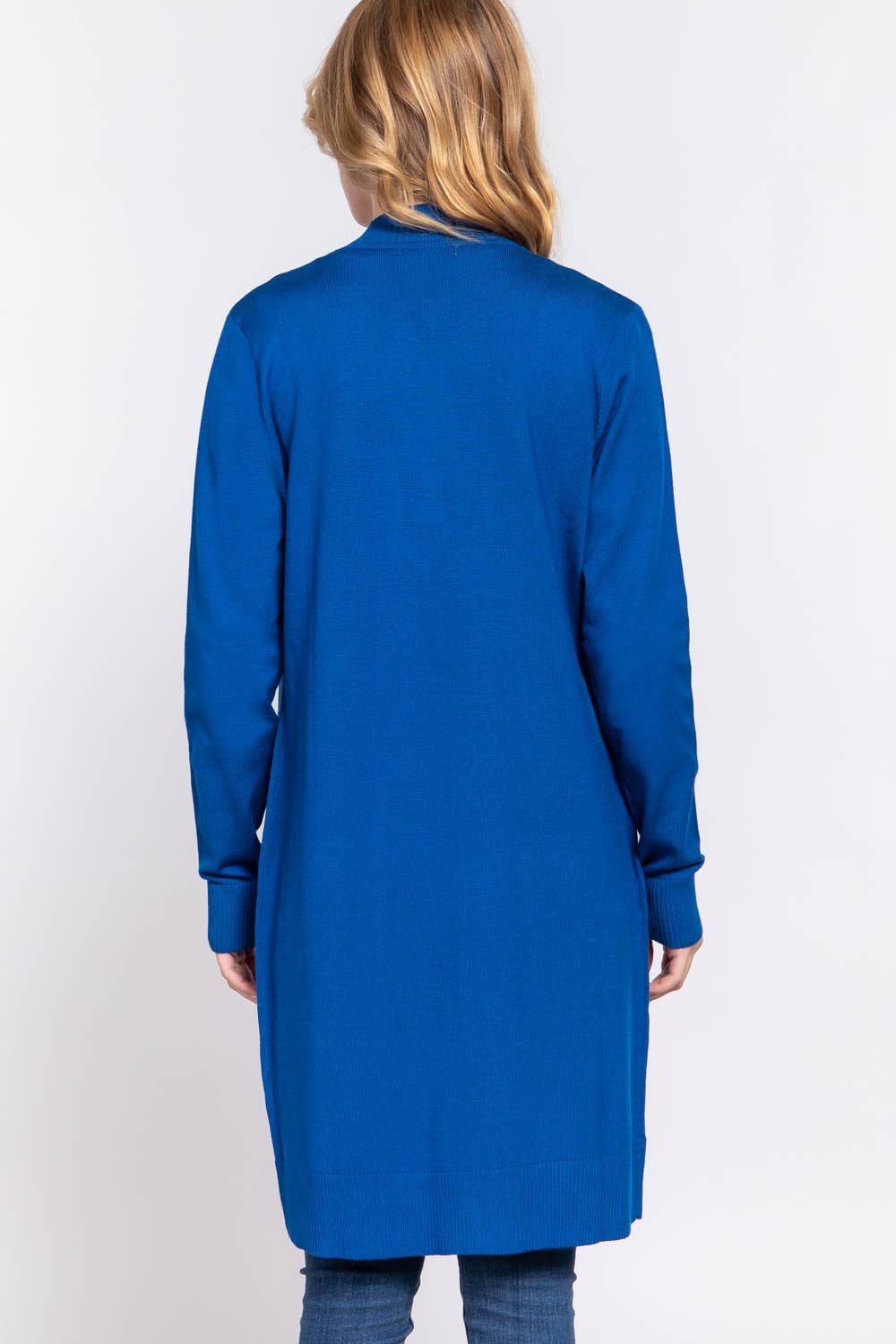 Active Basic | Active USA - Vendita all'ingrosso Cardigan - Donna - Cardigan tunica aperto a costine con maniche lunghe e banda31