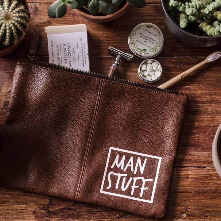 SWEARY MAN BAG / Man Stuff / Faux Leather Washbag for wholesale by F Bomb Designs
