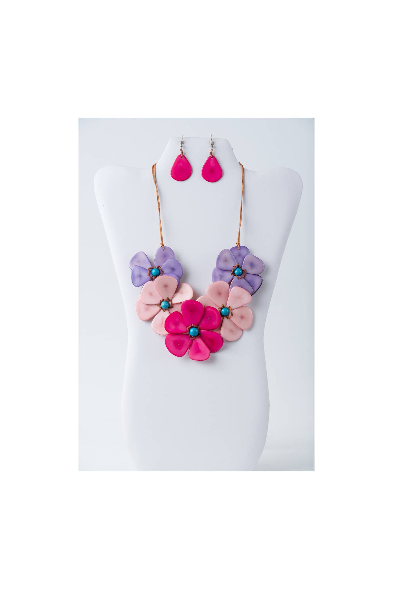 TaguArtsy - Vente Parures de bijoux - Ensemble de colliers Tagua bio Becca Flower12