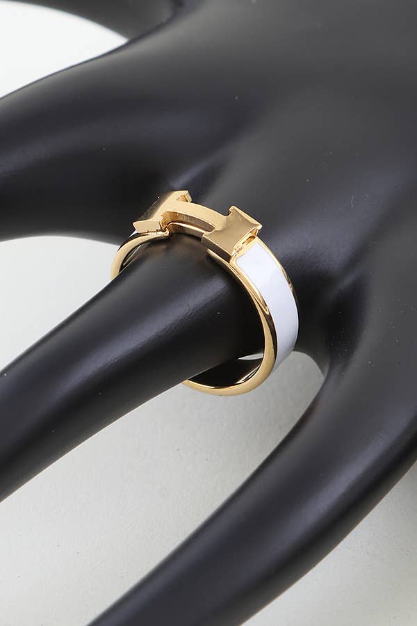 anbfashion - Vente Anneau/bague à empiler - Bague Design H en Émail11