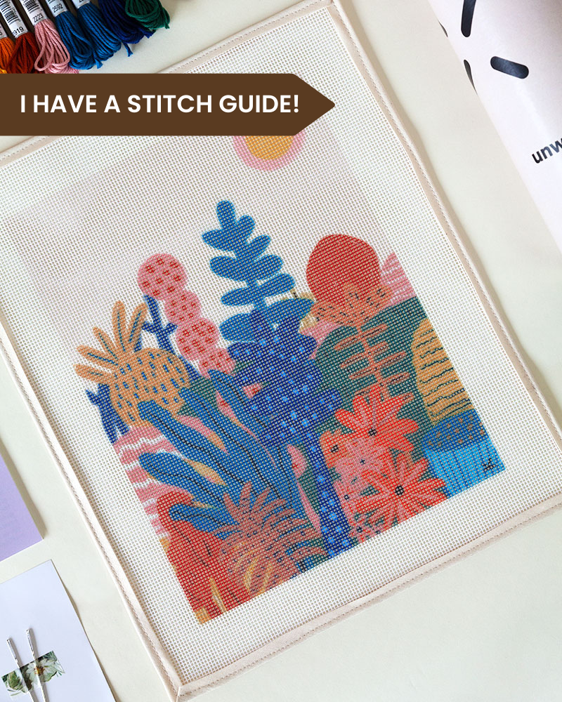 Unwind Studio – wholesale DIY craft kit – Garden of Joy Needlepoint Kit1