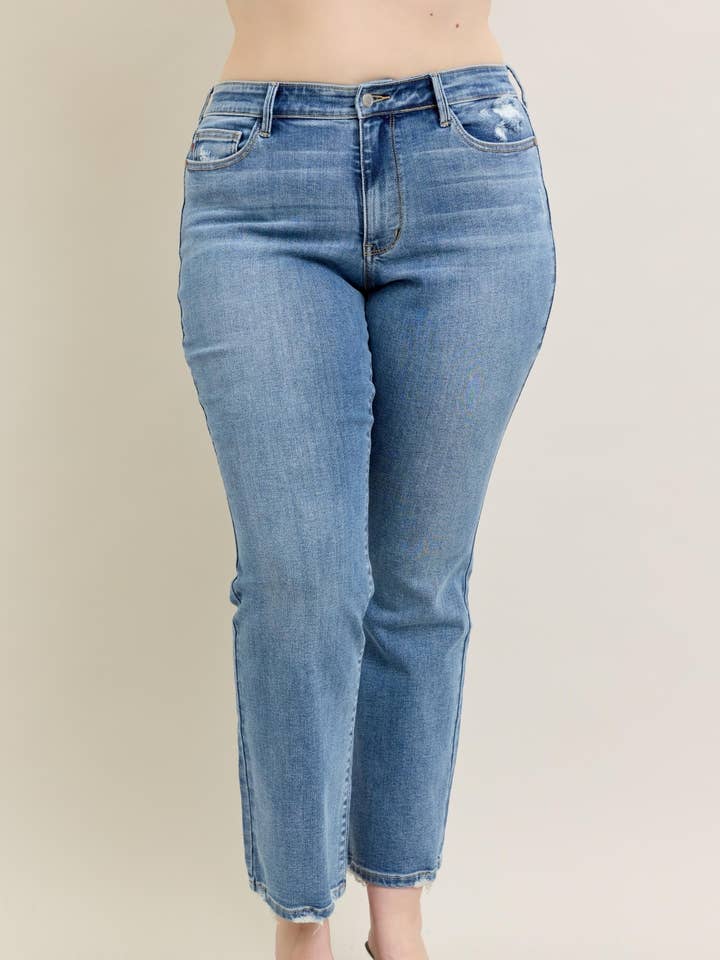 MR VINTAGE WASH BOOT CUT w/ DESTROY HEM - PLUS for wholesale by Judy Blue Jeans