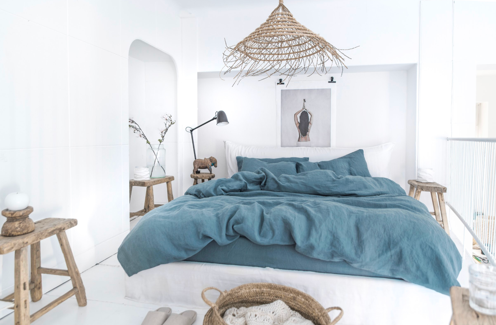 MagicLinen (We handle U.S. import procedures for you) - Wholesale Sheet Set - Linen sheet set in Grey blue (4 pcs) Bedding set2