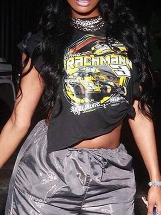 BLACK sleeveless graphic tee for wholesale on Faire1