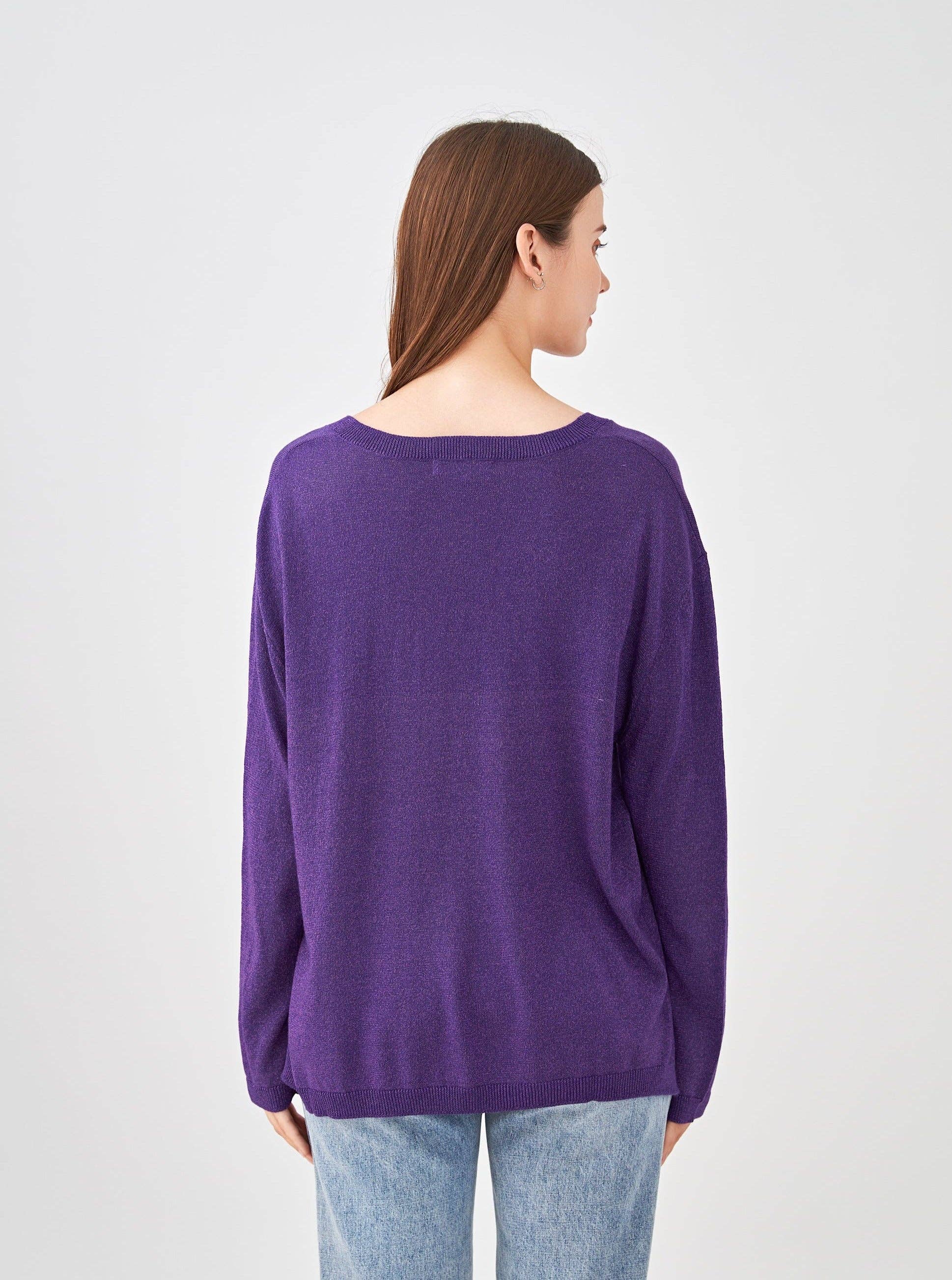 jw.atelier - Vente Pull en maille – femme - Pull lurex cachemire col V oversize2