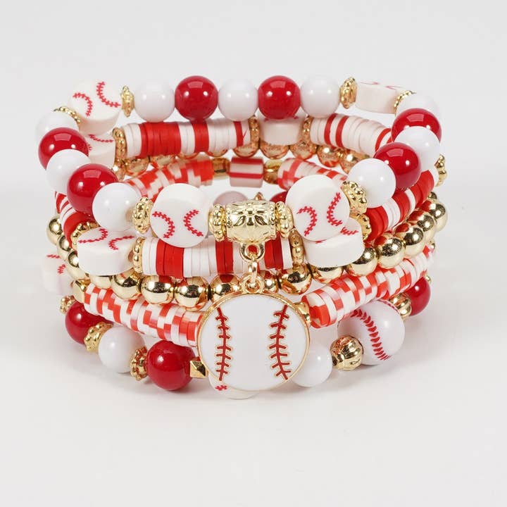 TYPE CWMM10454_BASEBALL GAME DAY CHARM ELASTIC BRACELET SET for wholesale on Faire1