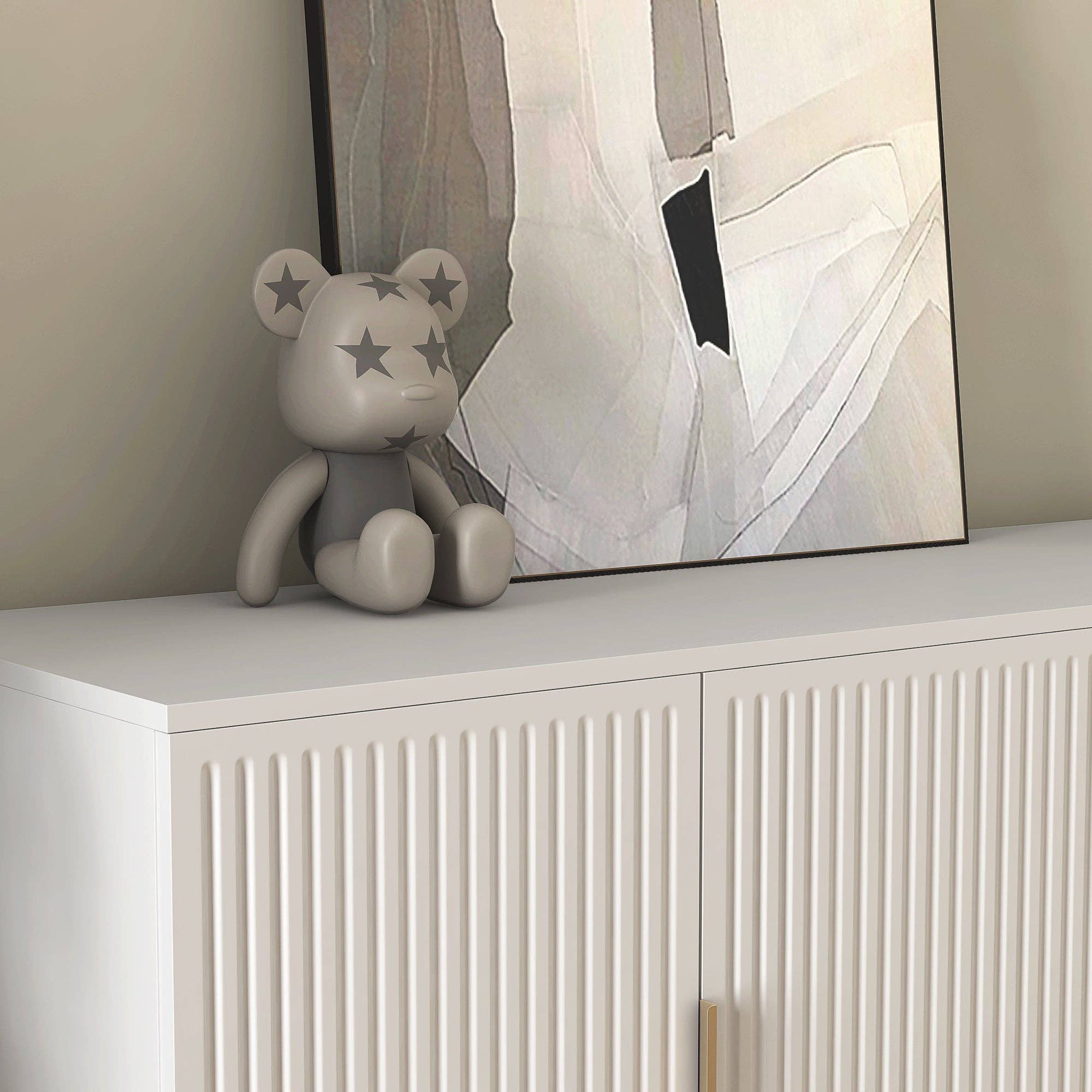 HOMYCASA DESIGN INC - Vente Armoire - Buffet Moderne Blanc Armoire à Cannelures Grand Rangement14