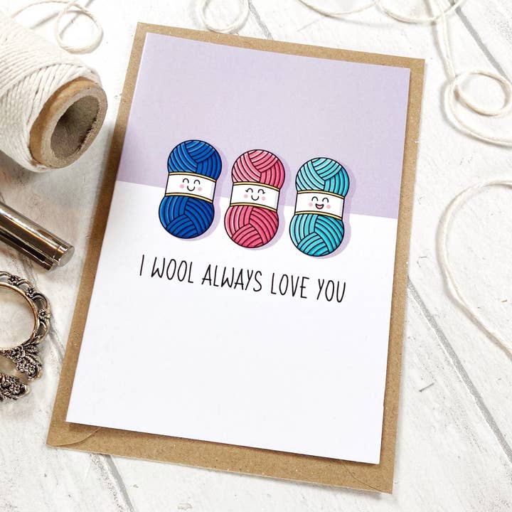 Little Green Stitches - Wholesale Everyday Greeting Card - Needlecraft Greetings Card, Knitting Cards, Crochet Card