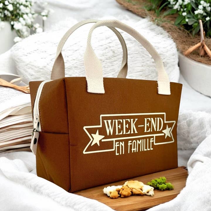 Ice cube S cooler bag, "Weekend in..." Brooklyn camel for wholesale by Emmanuel Création