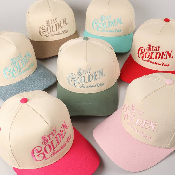 Fashion City - Vente Casquette de camionneur – femme - Casquette Trucker Brodée Stay Golden Sunshine Club28