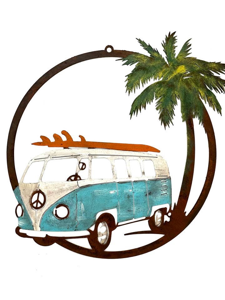 Beach Bus Wall Art -Painted for wholesale by Elegant Garden Design