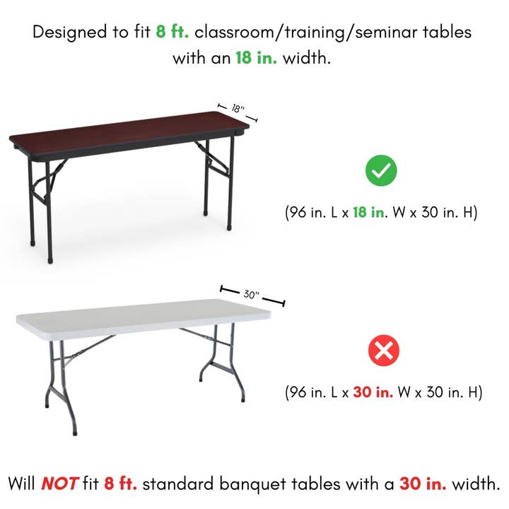 YOUR CHAIR COVERS - Wholesale Tablecloth - Stretch Spandex 8 ft x 18 Inches Open Back Rectangular Classroom Table Cover Hunter Green6